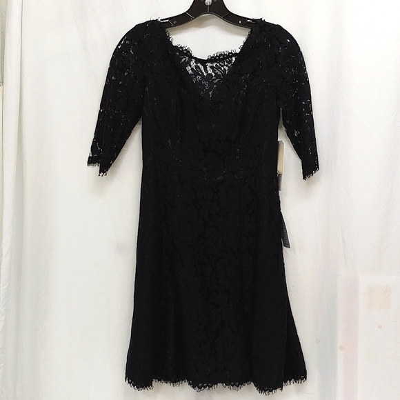 Eliza J Black Lace Cocktail dress, 3/4 Sleeve, Round Neck, Size OP, NWT - Picture 1 of 14